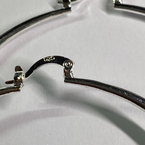 3 pair extra Large hoop earrings 925 silver plated 3” -2” - Picture 2 of 4